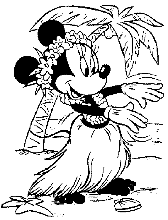 coloriage Disney-minnie-tahiti